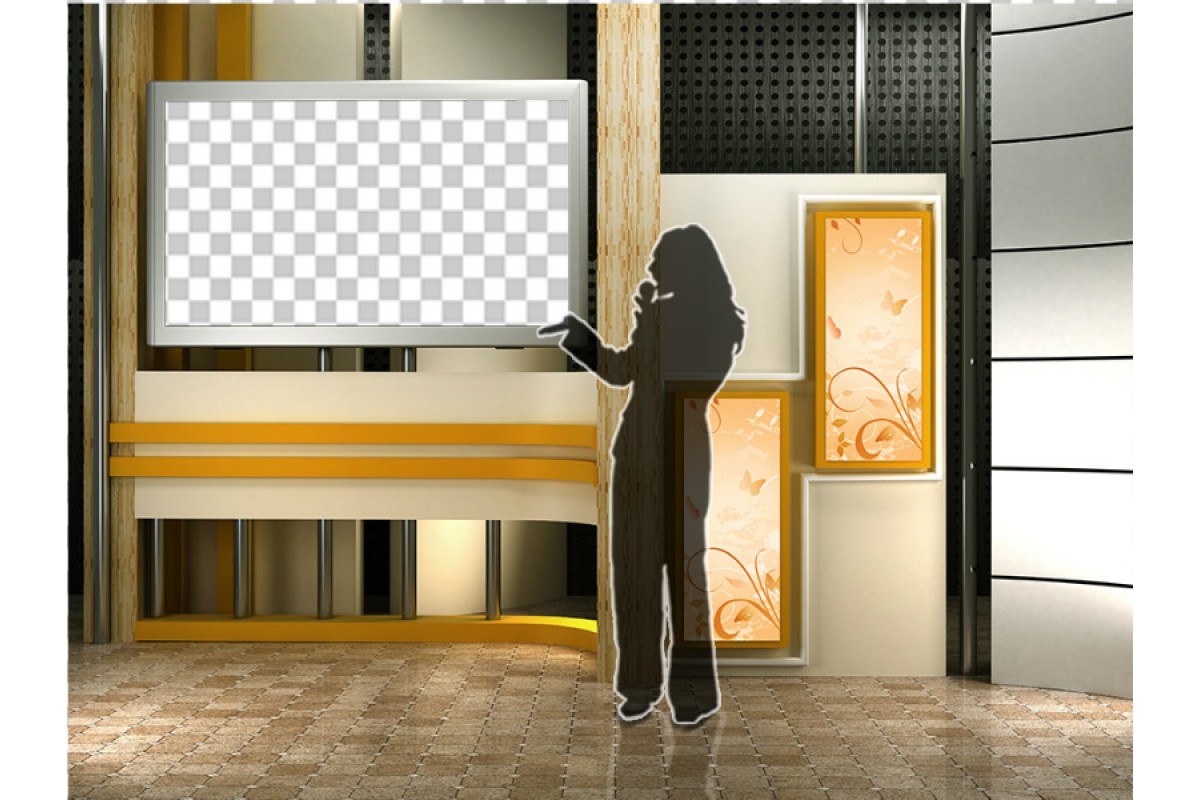virtual set studio tv with screen for chroma key 23